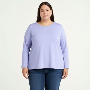 Eileen Fisher Organic Cotton Long Sleeve Tee – Classic Minimalist Loungewear 3X